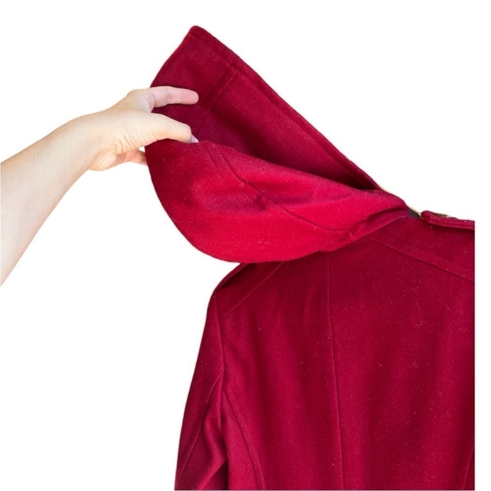 london Fog Women’s Wool, red peacoat with hood Size SP - Picture 4 of 9